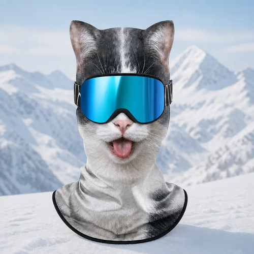 Masque de ski animal Chat gris