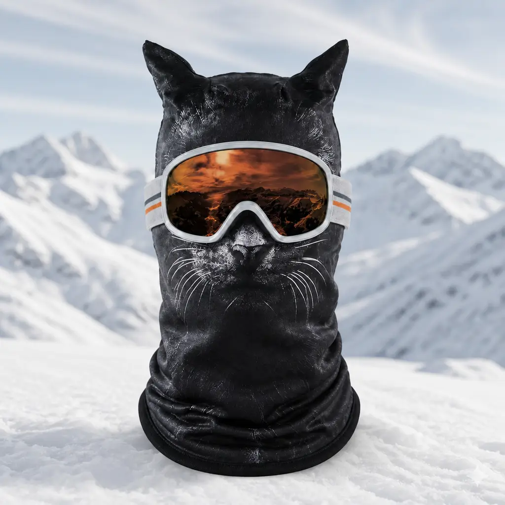 Masque de ski animal Chat noir
