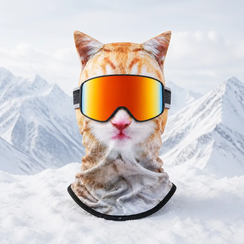 Masque de ski animal Chat roux